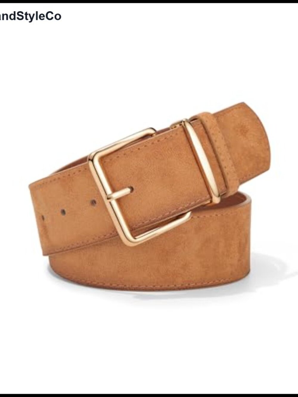 Wide Faux Suede Belt with Gold Buckle for Women Chunky Waist